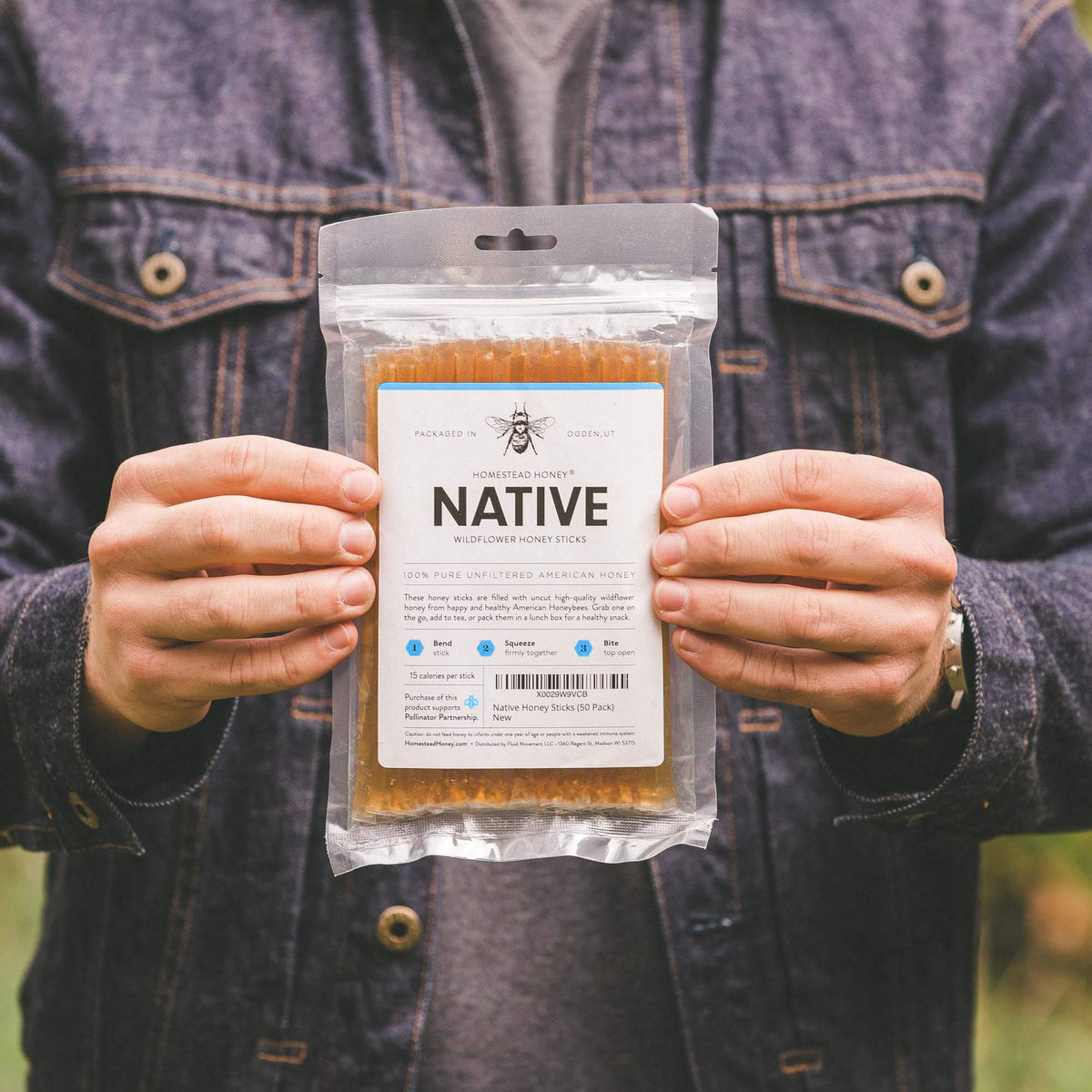 Homestead Honey Native Sticks 100 Count – Pure Wildflower Honey Packets