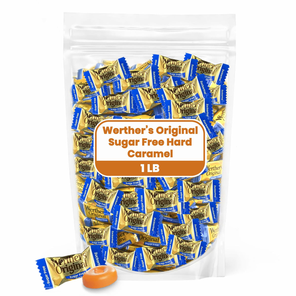 Hominics Werther's Original Sugar Free Hard Candy – Classic Caramel, 1 lb Bulk
