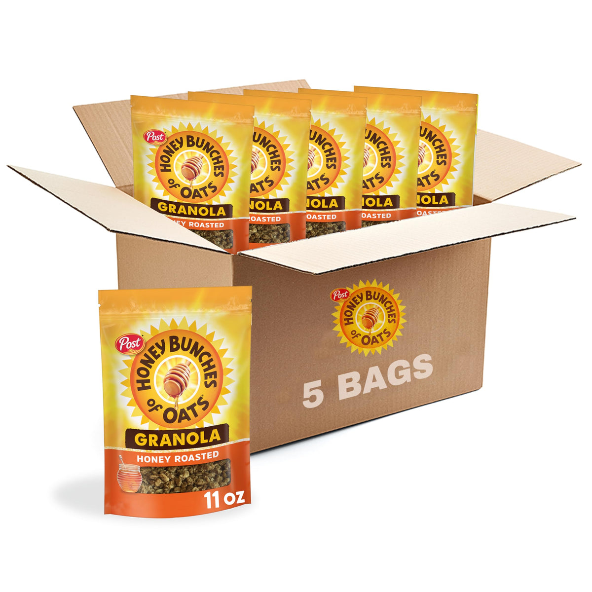 Honey Bunches of Oats Honey Roasted Granola Cereal — 11 oz Bags (Pack of 5)