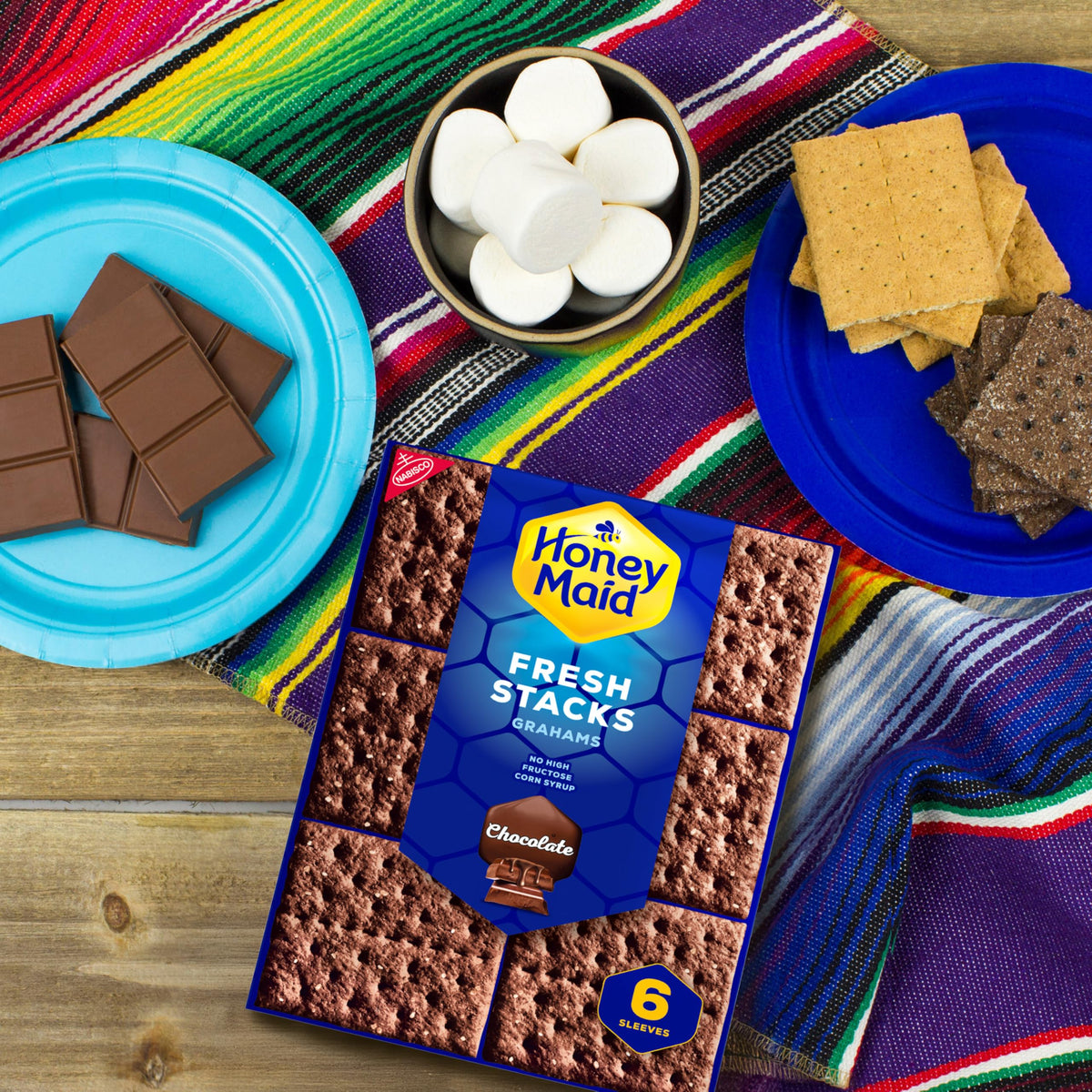 Honey Maid Fresh Stacks Chocolate Graham Crackers – Bulk Travel Snacks (6 Boxes, 36 Packs)