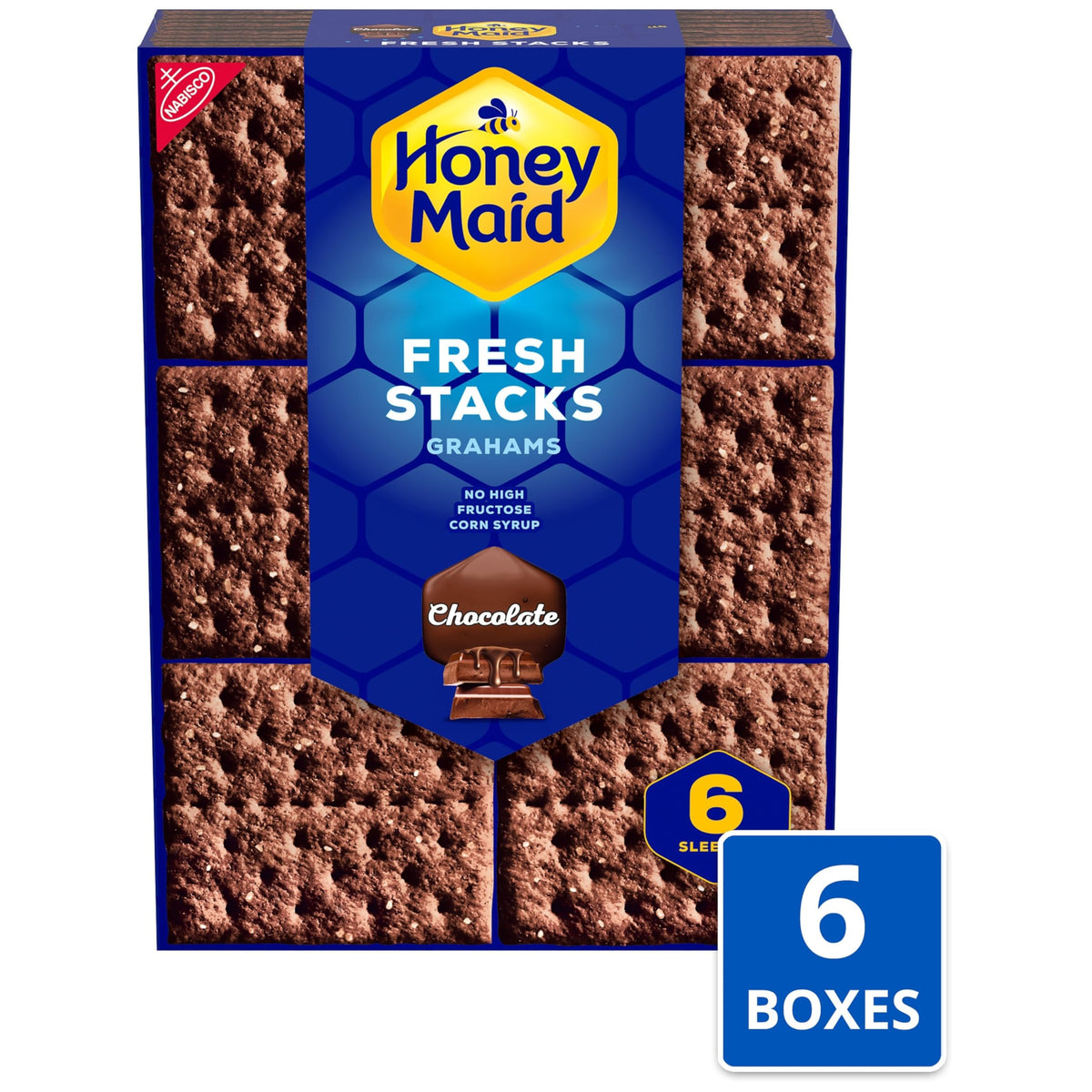 Honey Maid Fresh Stacks Chocolate Graham Crackers – Bulk Travel Snacks (6 Boxes, 36 Packs)