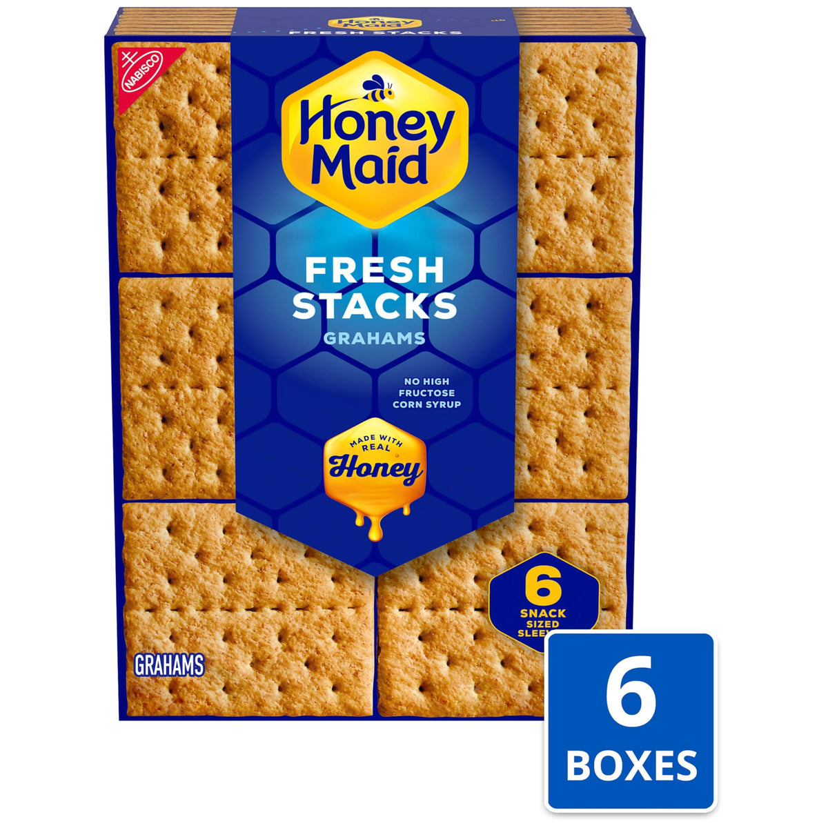 Honey Maid Fresh Stacks Graham Crackers – Bulk Travel Snacks, 6 Boxes (36 Stacks)