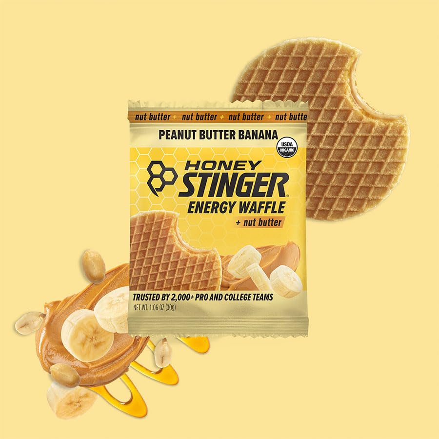 Honey Stinger Organic Peanut Butter Banana Waffle – Pre & Post Workout Energy Snack (Pack of 16)