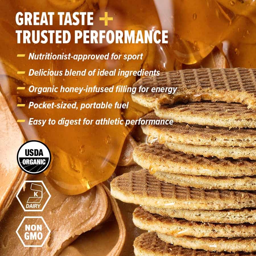 Honey Stinger Organic Peanut Butter Banana Waffle – Pre & Post Workout Energy Snack (Pack of 16)