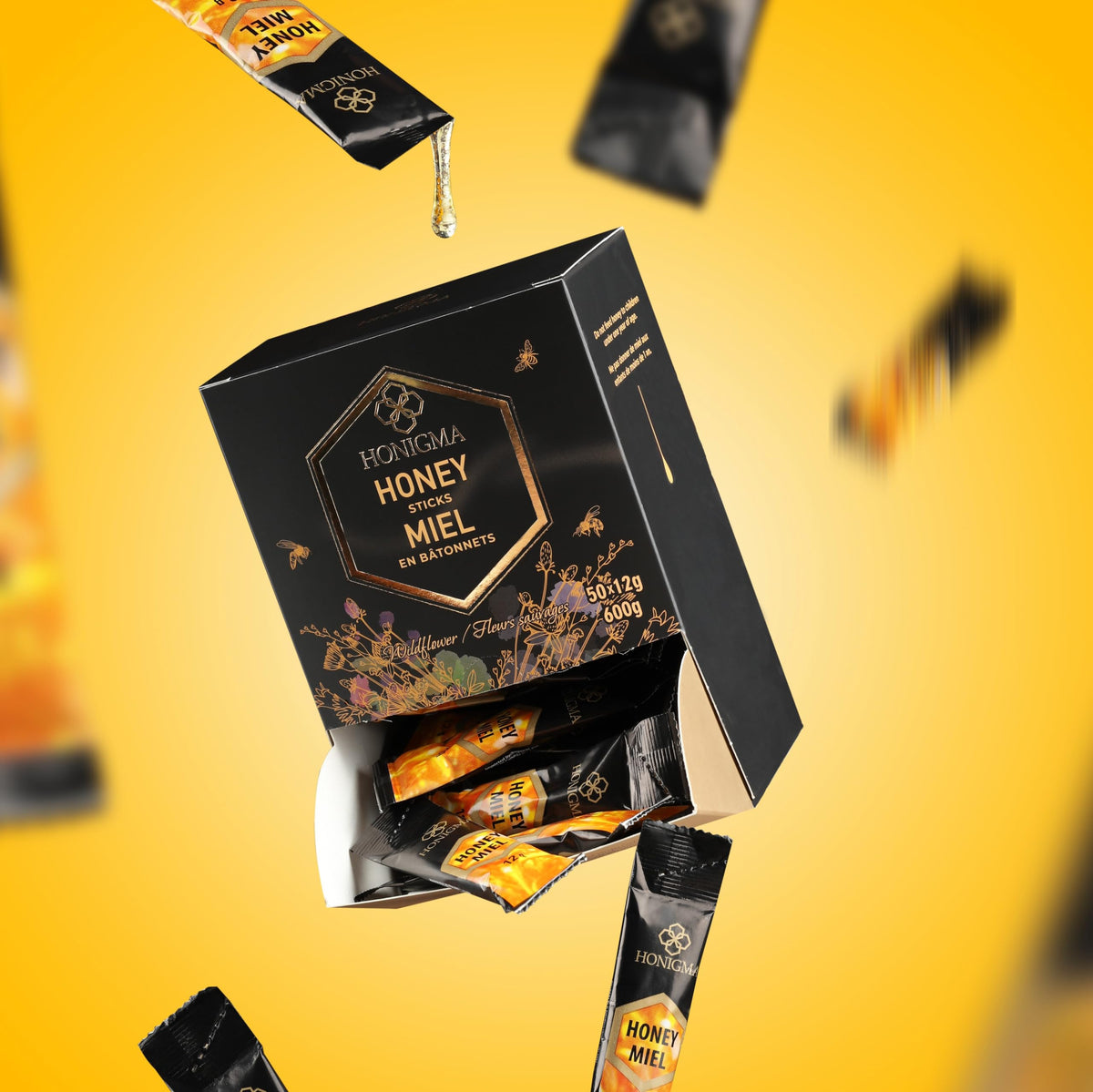 HONIGMA Pure Ukrainian Acacia Honey Sticks – 50 Count Pack (2-Pack) – Sustainably Sourced Natural Energy Snack