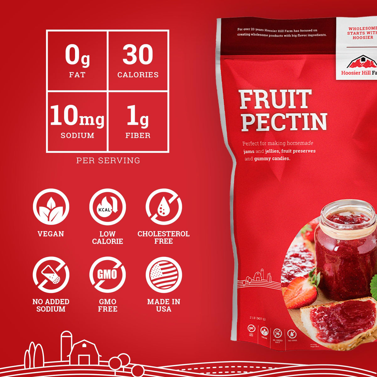 Hoosier Hill Farm Fruit Pectin, 2LB – Natural Thickener for Jams & Jellies | Pack of 1
