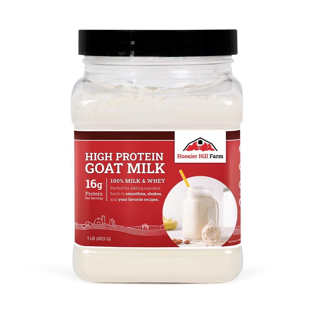 Hoosier Hill Farm High Protein Goat Milk Powder – 1 lb | 16g Protein per Serving
