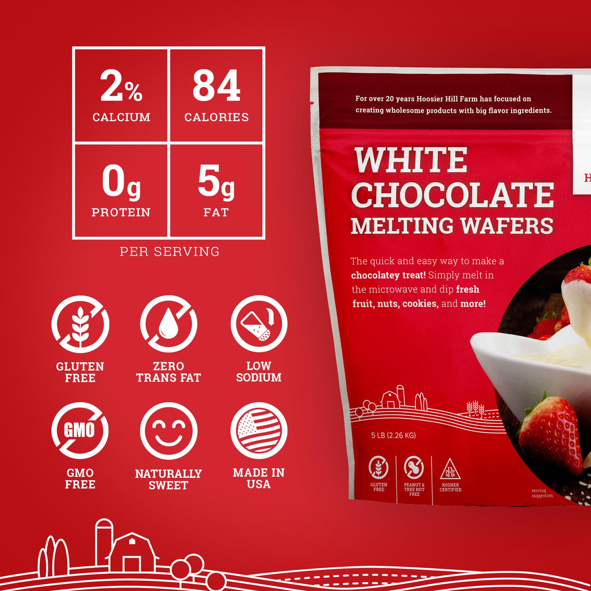 Hoosier Hill Farm White Melting Wafers, 5LB — Easy Microwave Candy Melts for Dipping & Decorating