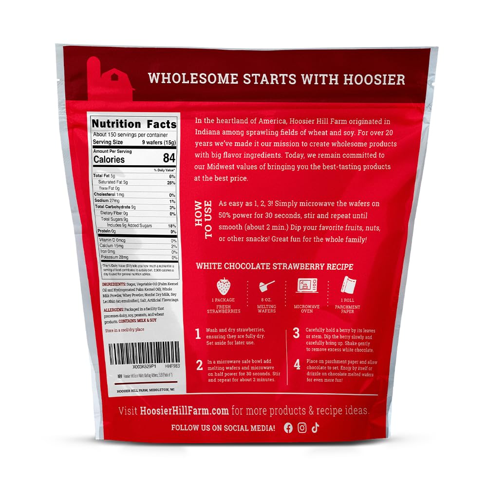 Hoosier Hill Farm White Melting Wafers, 5LB — Easy Microwave Candy Melts for Dipping & Decorating