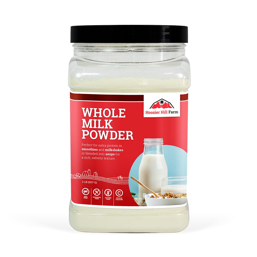Hoosier Hill Farm Whole Milk Powder, 2LB – Hormone-Free Dairy Powder for Cooking & Baking