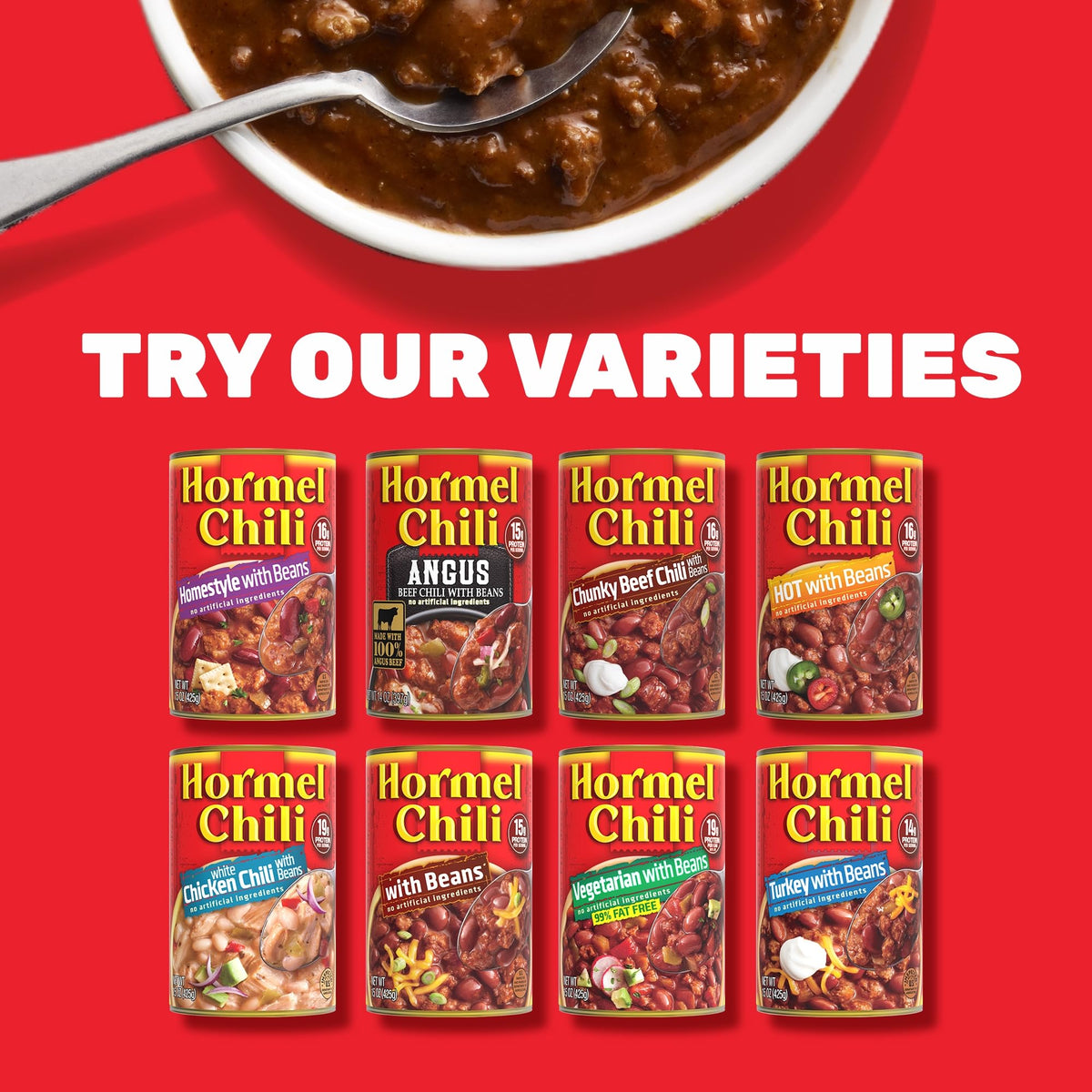 HORMEL Angus Beef Chili with Beans – 14 oz Can (Pack of 12) | 15 g Protein