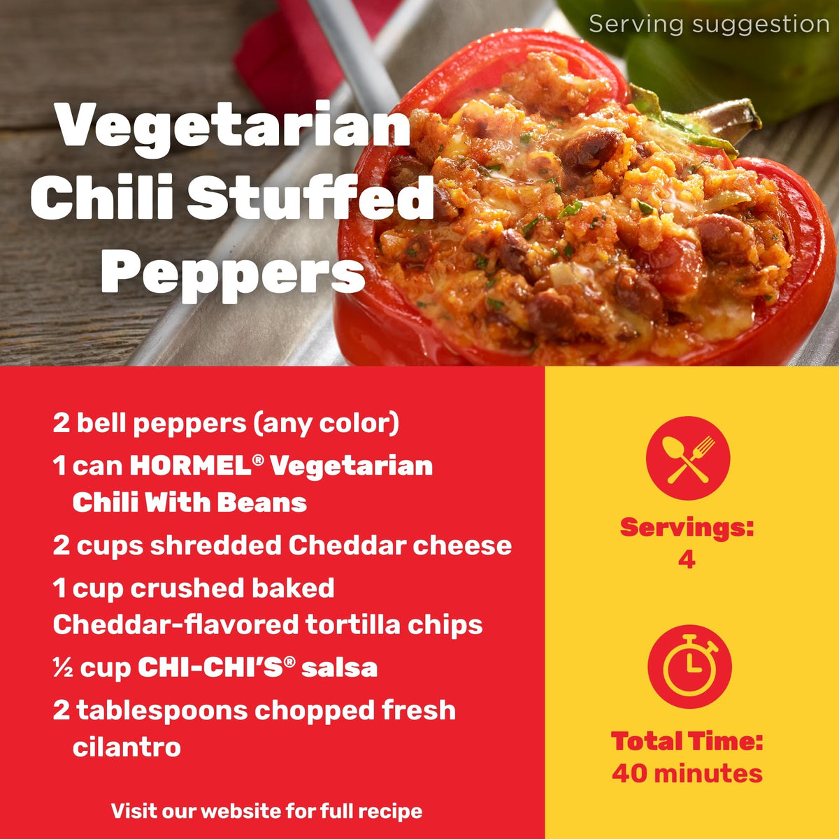 Hormel Chili Vegetarian with Beans, 15 oz — Pack of 12 | 11 g Protein, 99% Fat Free