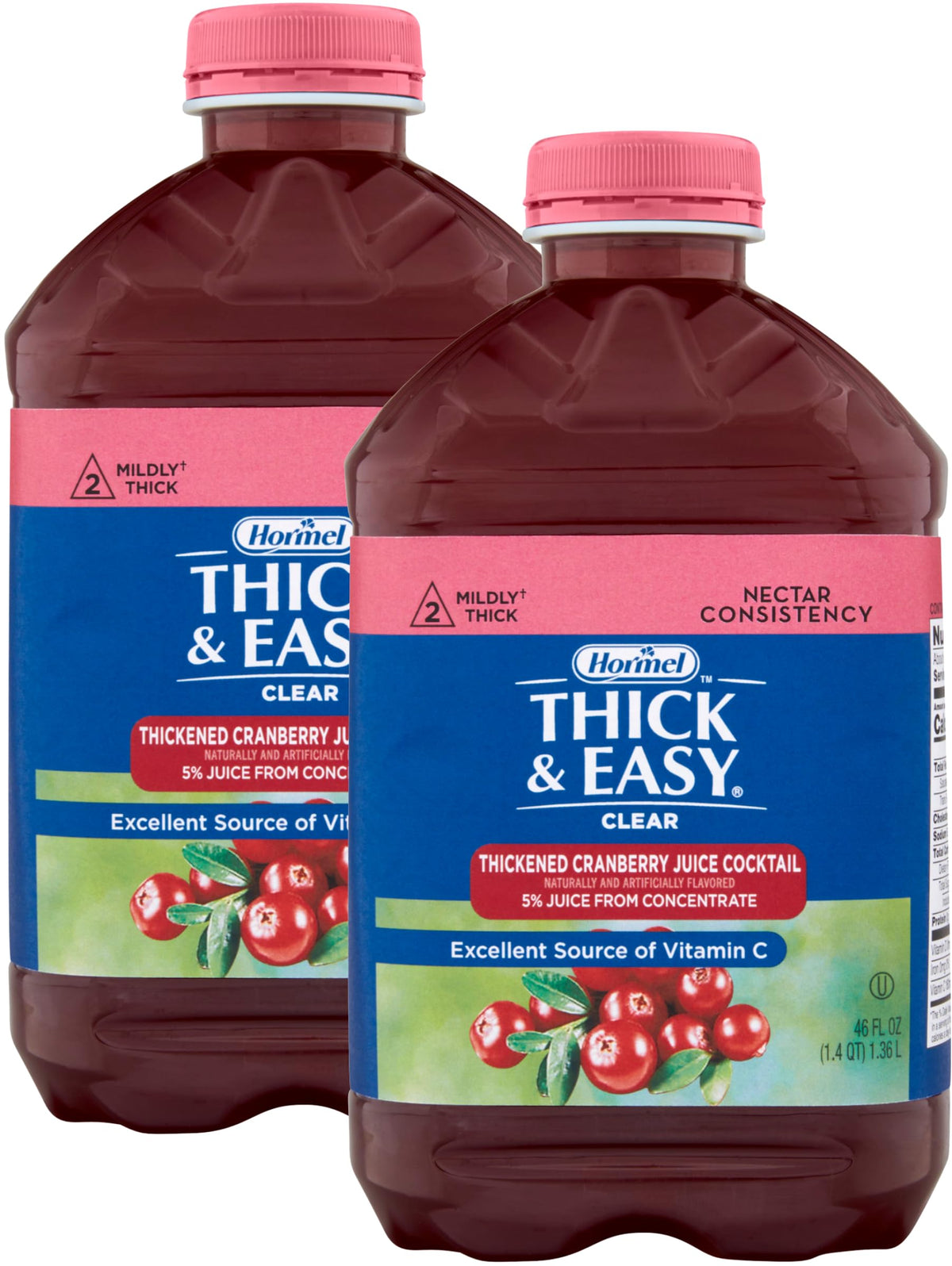 Hormel Thick & Easy Clear Cranberry Juice Cocktail — Nectar Thickened, 46 oz (Pack of 2)