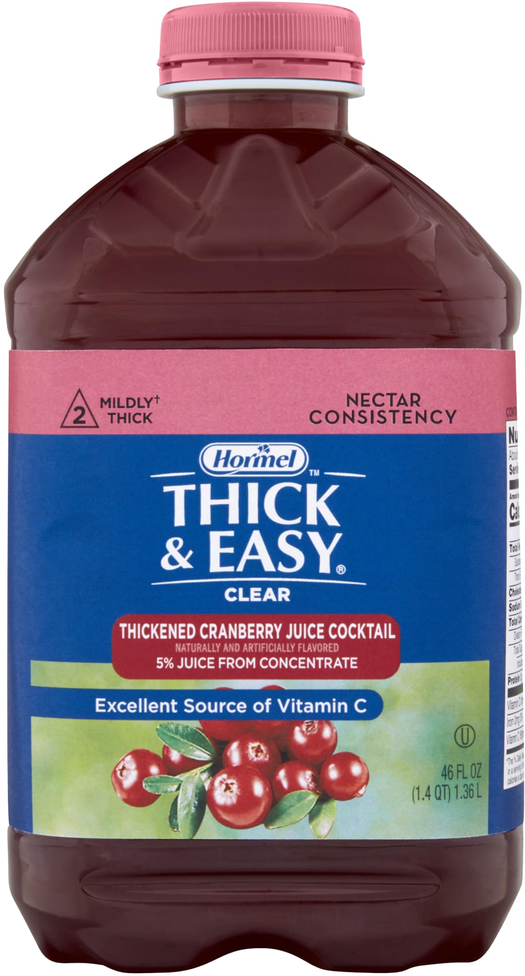 Hormel Thick & Easy Clear Cranberry Juice Cocktail — Nectar Thickened, 46 oz (Pack of 2)