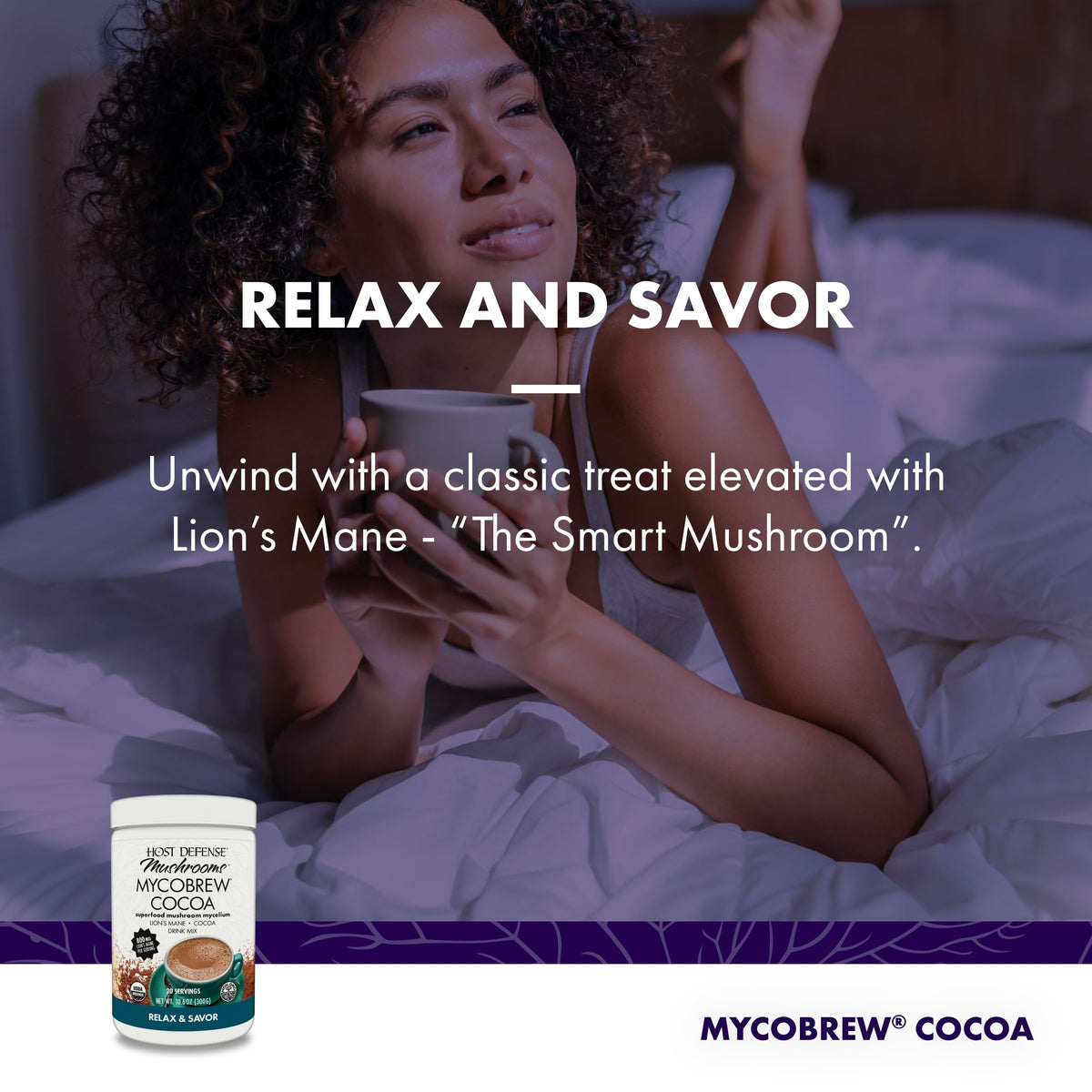 Host Defense MycoBrew Cocoa - Lion's Mane Mushroom Drink Mix with Fair Trade Cocoa, 10.6 oz (20 Servings)