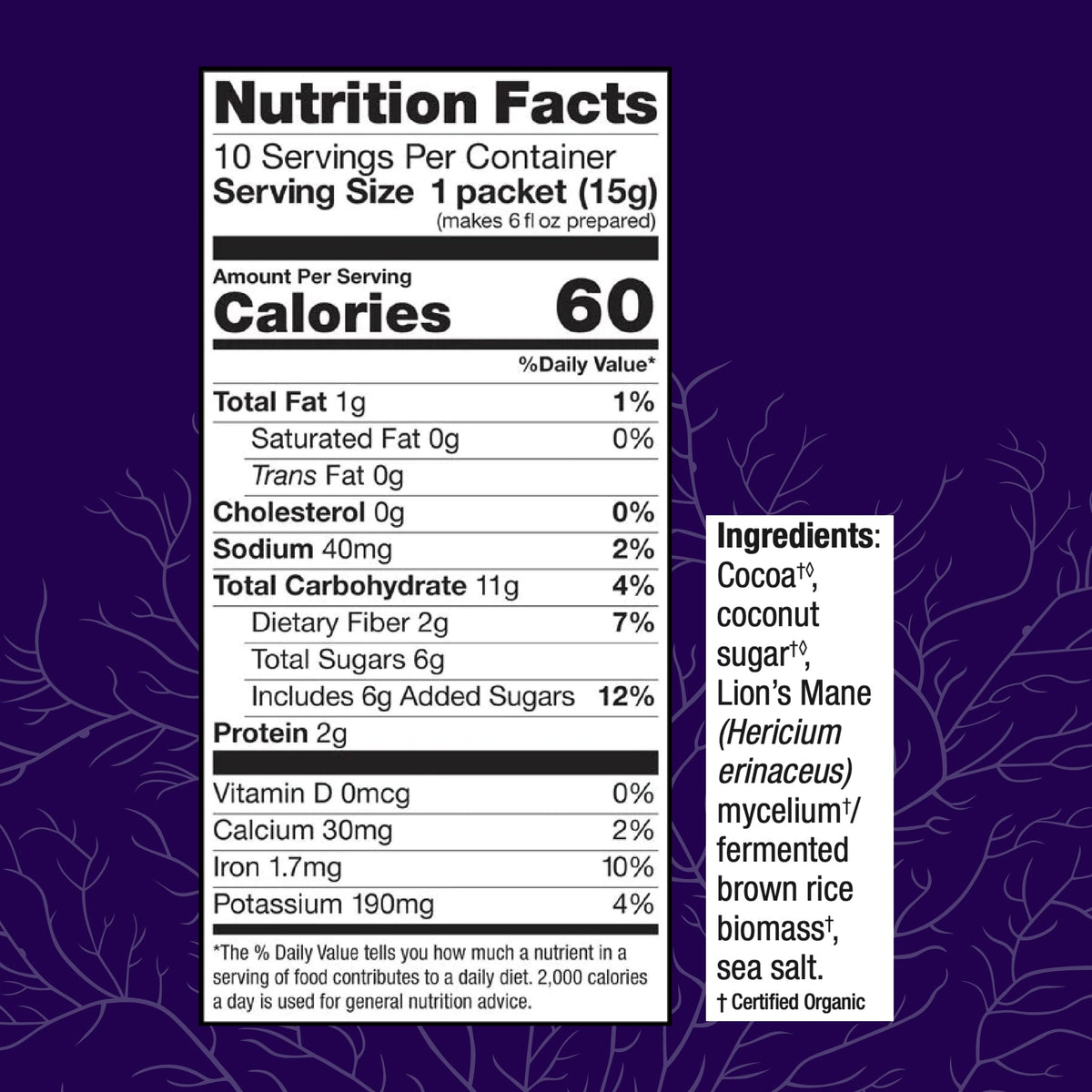 Host Defense MycoBrew Cocoa - Lion's Mane Mushroom Drink Mix with Fair Trade Cocoa, 10.6 oz (20 Servings)
