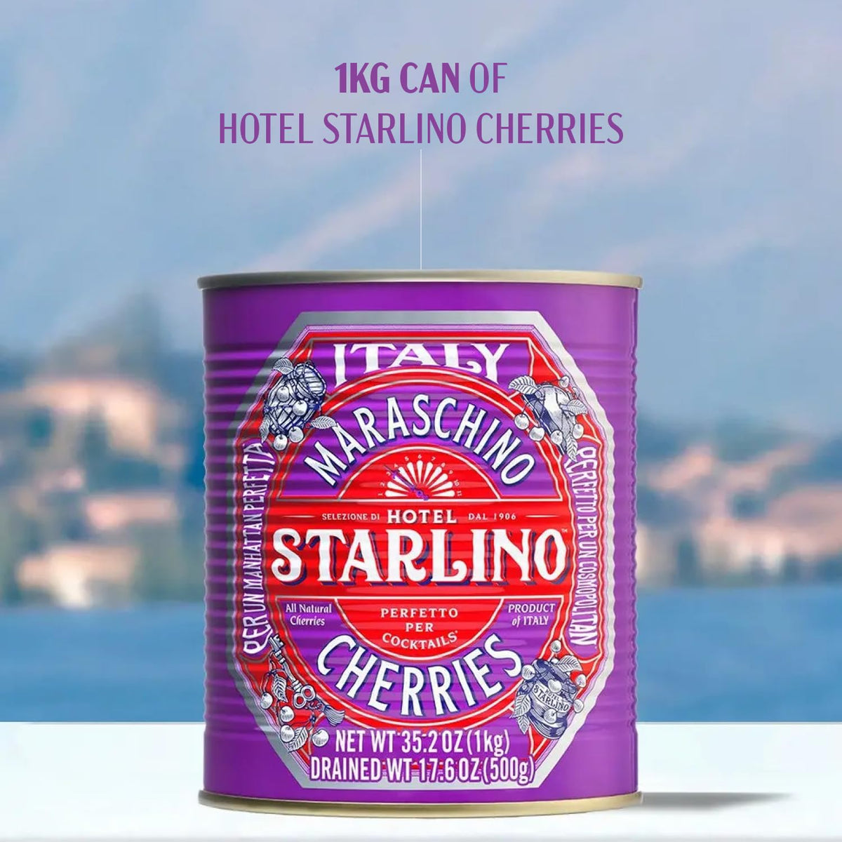 Hotel Starlino Maraschino Cherries – Premium Italian Cherries for Cocktails & Desserts | 1kg Can