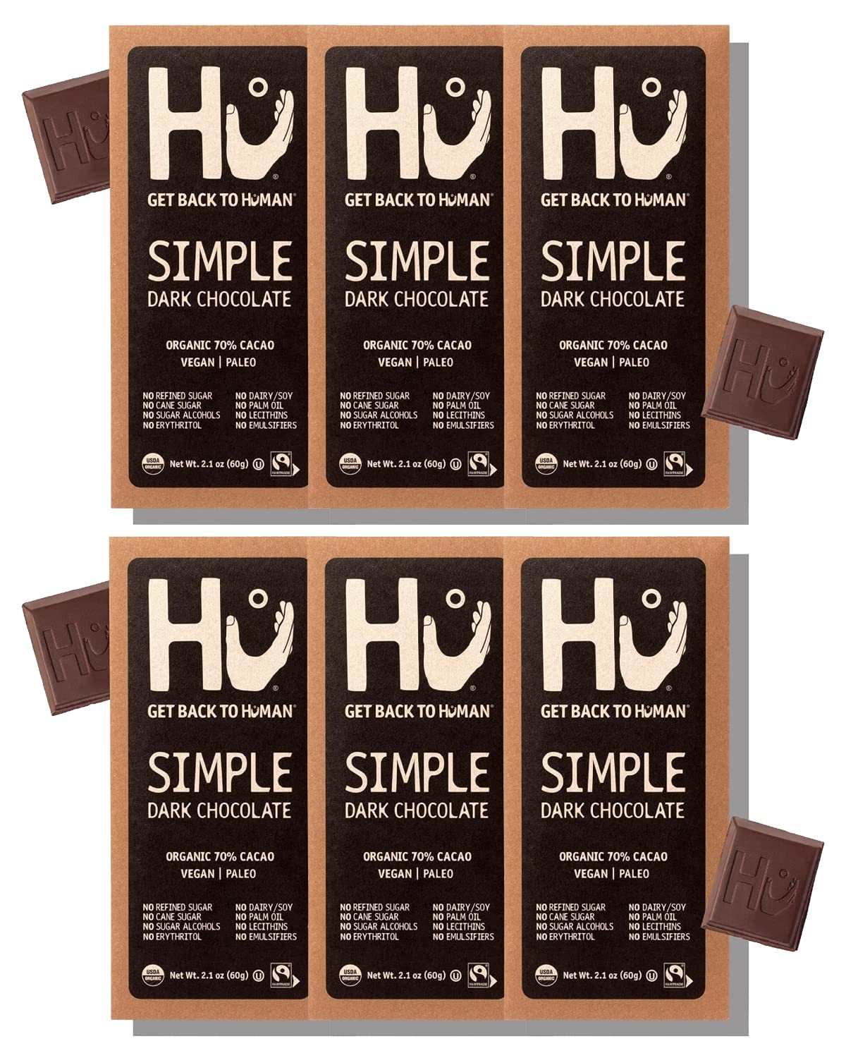 Hu Chocolate Bars 6 Pack – Simple Organic Dark Chocolate | Vegan, Paleo, Gluten Free