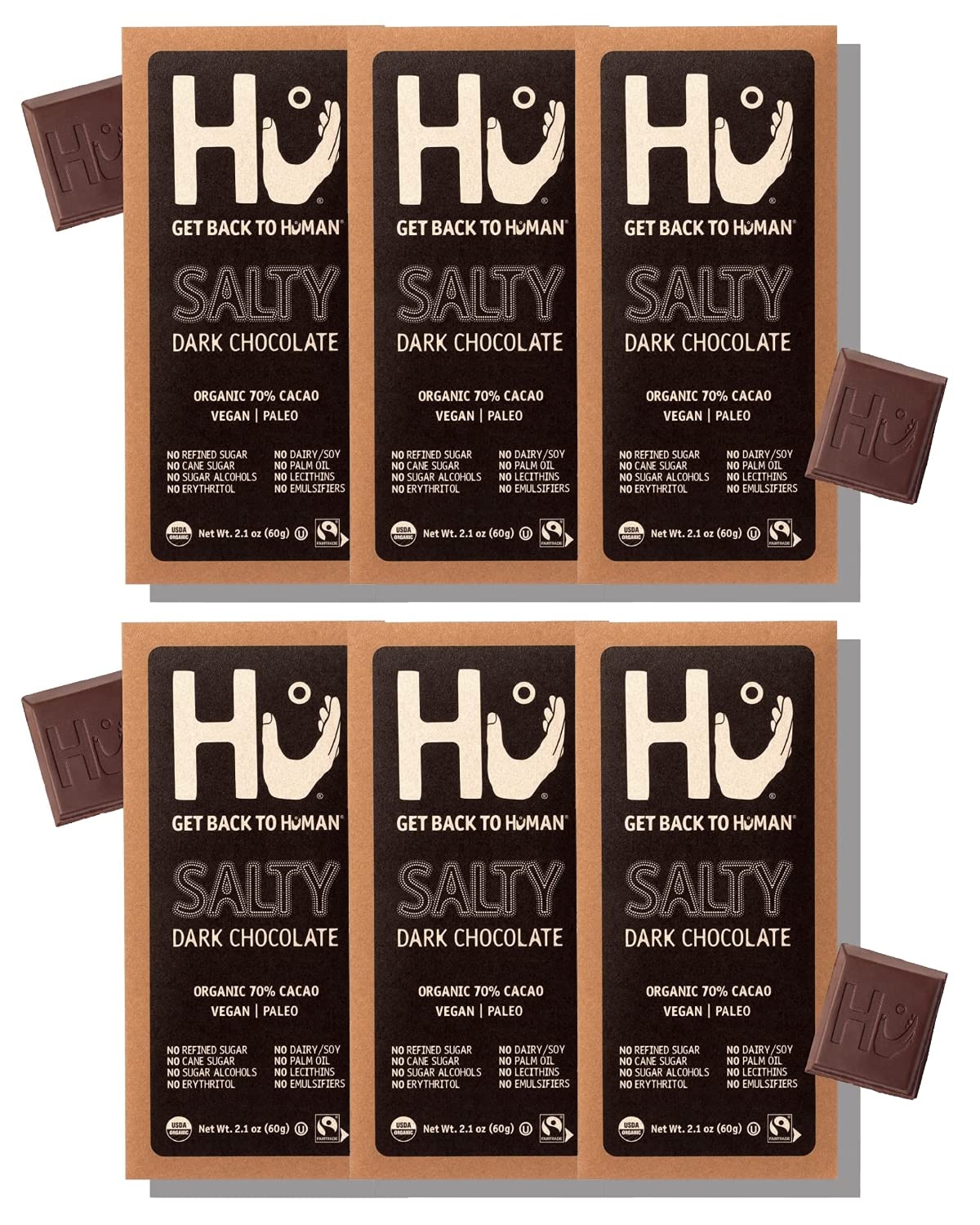 Hu Chocolate Bars 6-Pack Salty Chocolate | Organic, Vegan, Gluten Free, Paleo, Fair Trade
