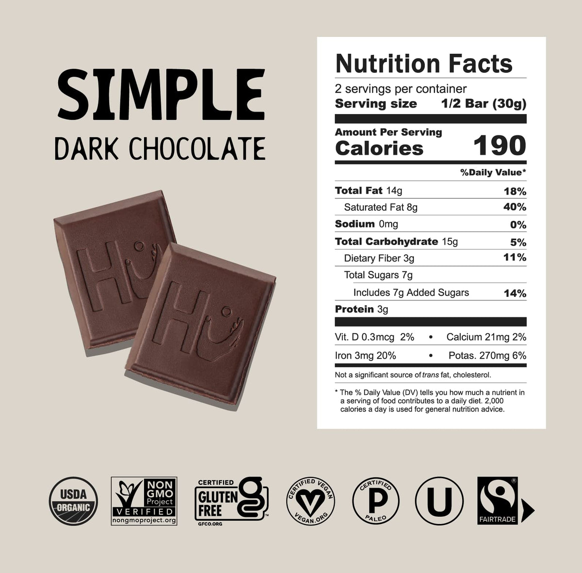 Hu Chocolate Bars 6 Pack – Simple Organic Dark Chocolate | Vegan, Paleo, Gluten Free