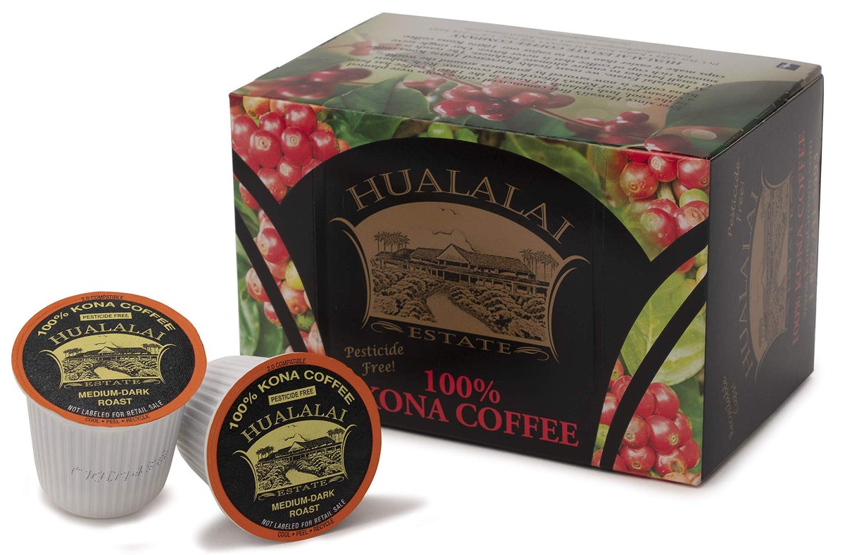 Hualalai Estate 100% Kona Coffee K-Cups – Medium Dark Roast, 12-Count