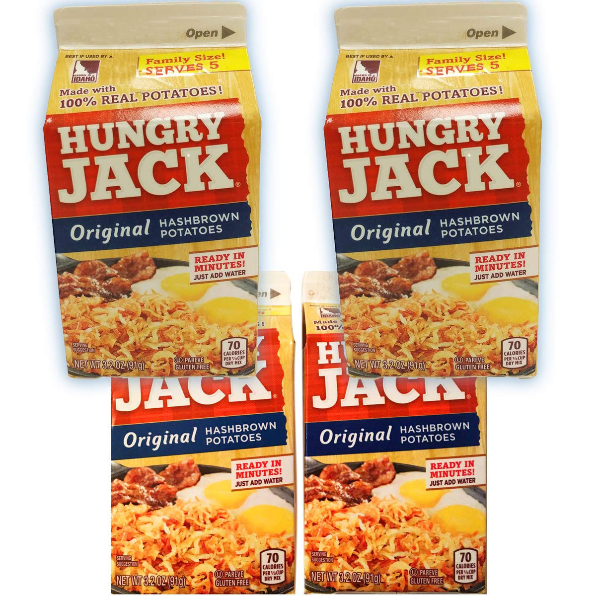 Hungry Jack Original Hash Browns – Gluten Free, 3.2 oz (8 Pack) Serves 5