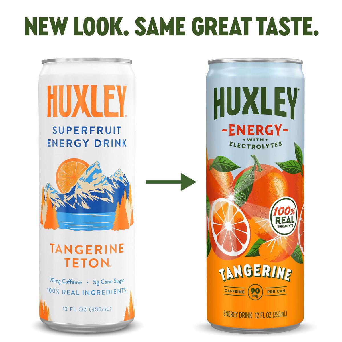 Huxley Variety Pack Energy Drink – 90mg Natural Caffeine, Clean Energy, 5g Sugar | Real Fruit Juice | Plant-Based (Pack of 12)