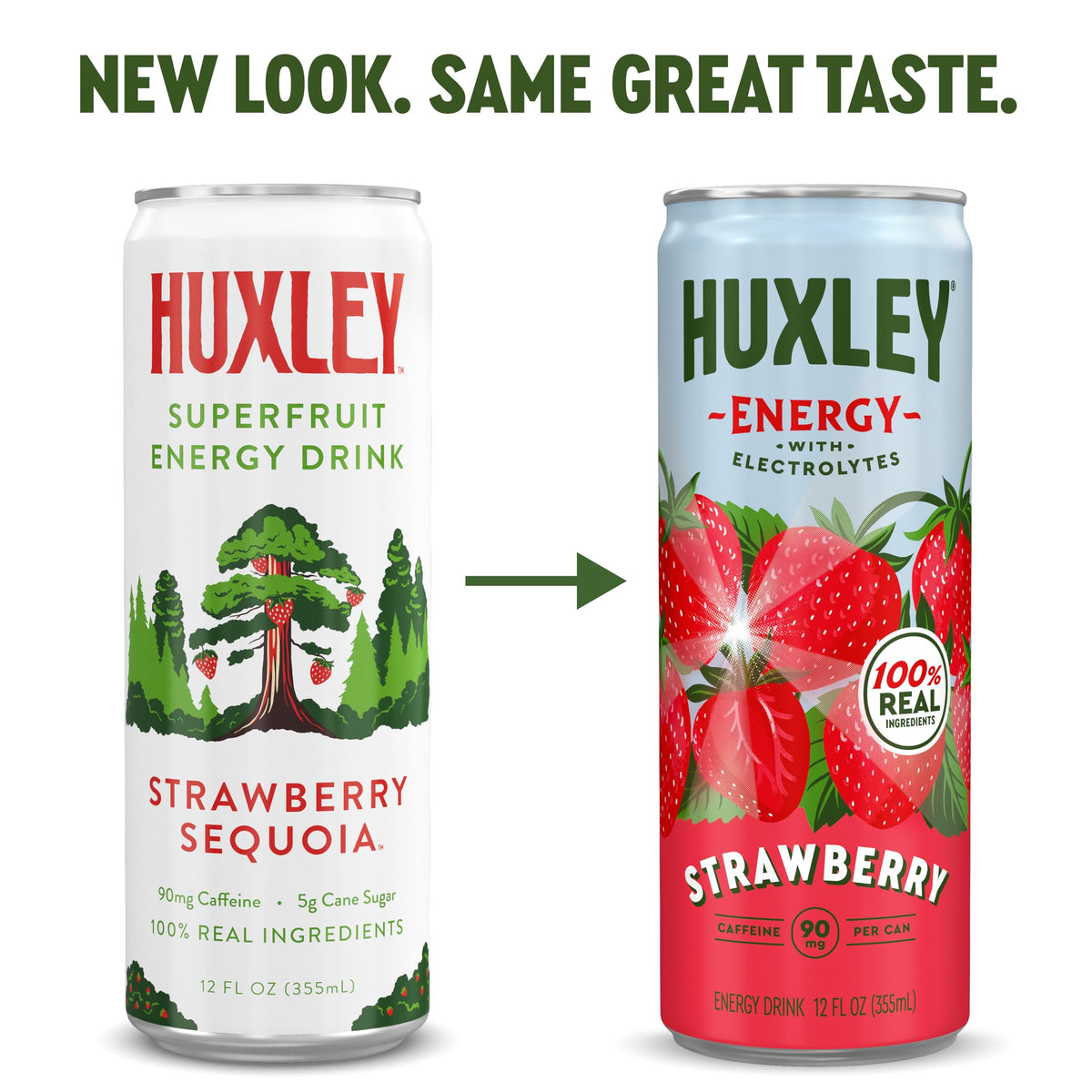 Huxley Strawberry Energy Drink – 90mg Natural Caffeine, No Crash | 12 Pack