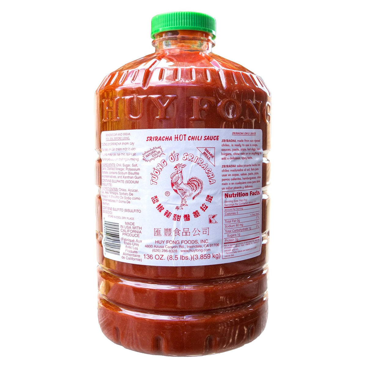 Huy Fong Sriracha Chili Sauce — 8.5 lb Bottle (136 oz)