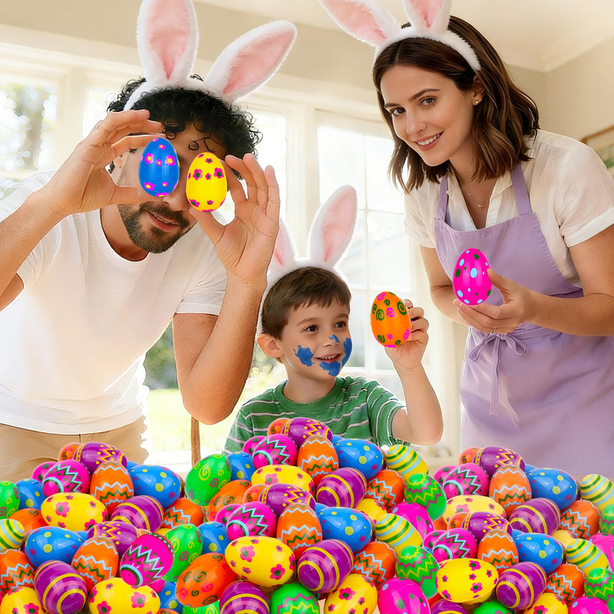 Huyamap 36PCS 3.1-Inch Plastic Easter Eggs Bulk | Bright Printed Fillable Eggs for Egg Hunts