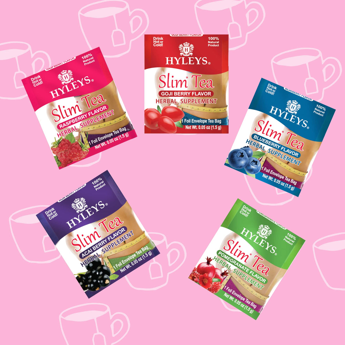Hyleys Slim Tea 5 Flavor Assortment – Weight Loss Detox (25 Bags, 6 Pack)