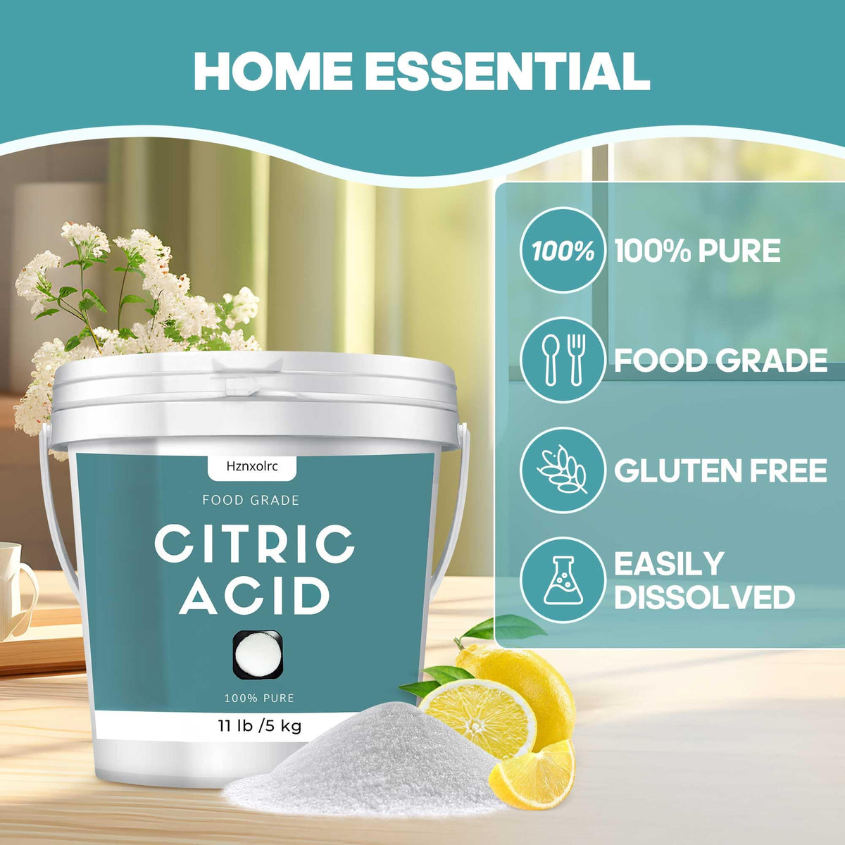 Hznxolrc 11 lb Citric Acid Powder – Food Grade, Pure, Multi-Purpose for Cleaning, Cooking & Canning