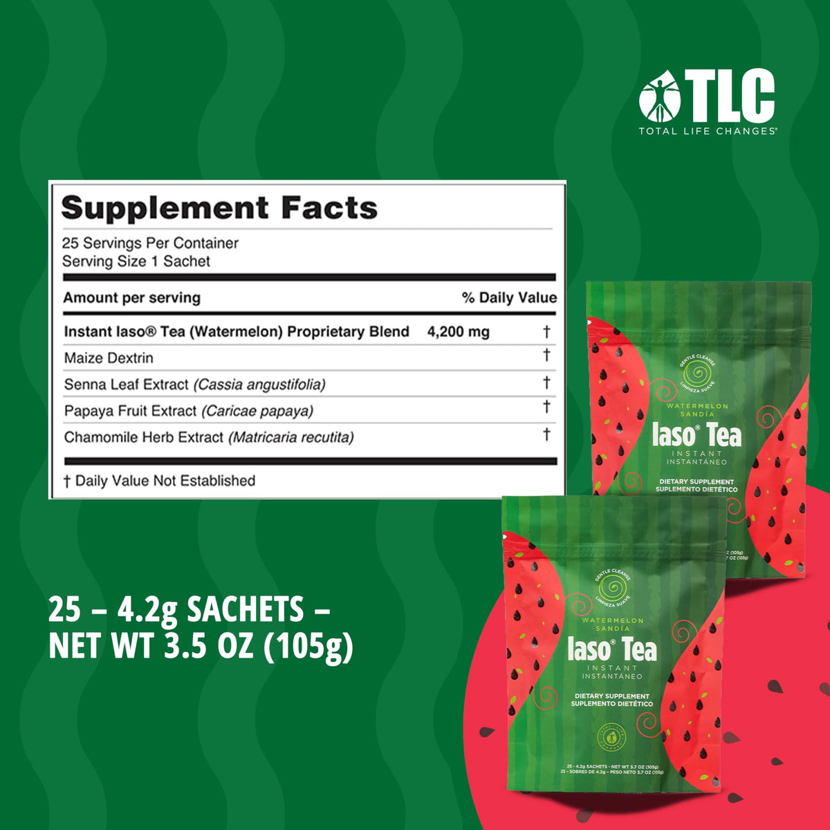 IASO Iaso Instant Tea (Watermelon) – Refreshing, On-the-Go Cleansing Tea for Daily Wellness | 25 Sachets