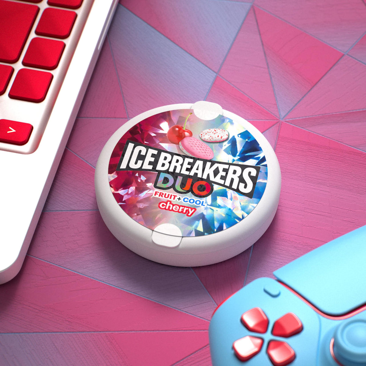 Ice Breakers Duo Fruit Plus Cool Cherry Sugar Free Mints – 8 Pucks (1.3 oz)