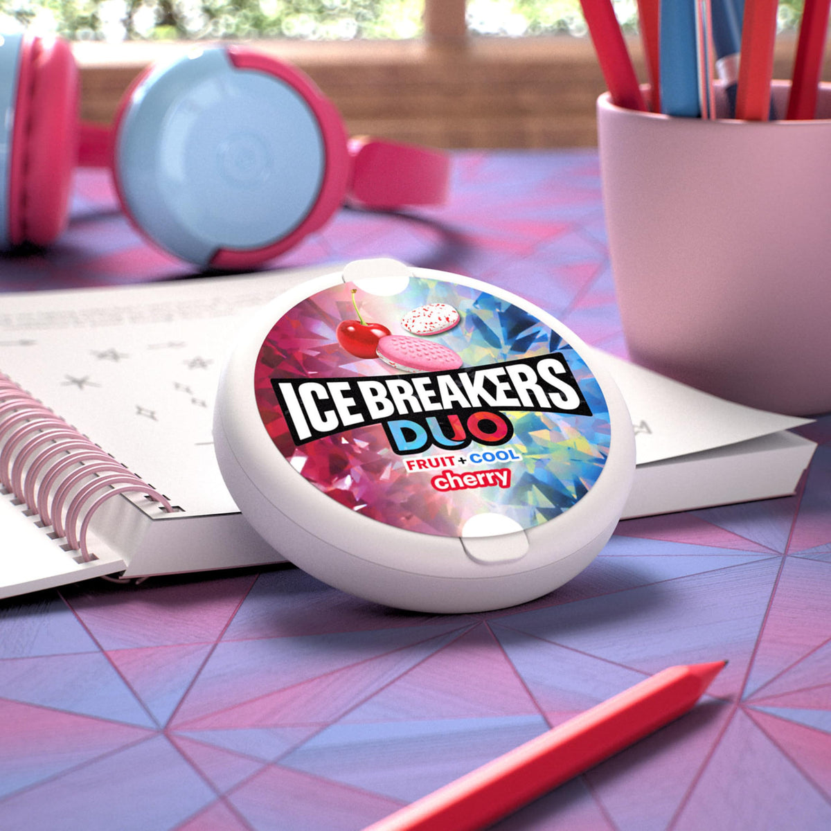 Ice Breakers Duo Fruit Plus Cool Cherry Sugar Free Mints – 8 Pucks (1.3 oz)