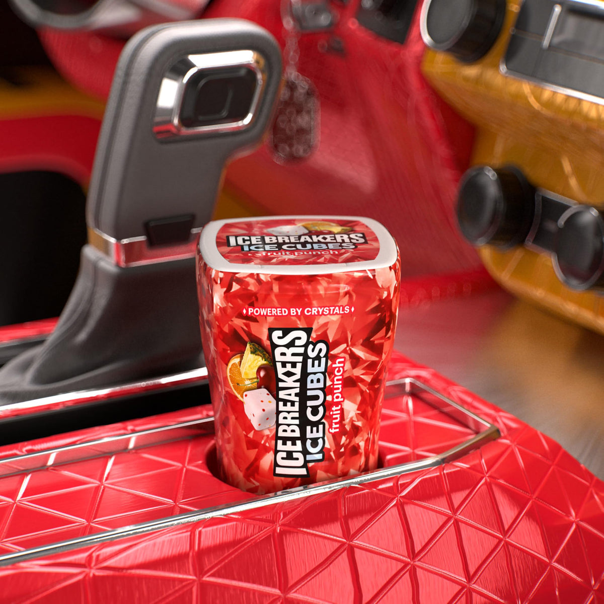 ICE BREAKERS Ice Cubes Fruit Punch Sugar Free Gum Bottles – 6x40 Pieces, ADA Accepted