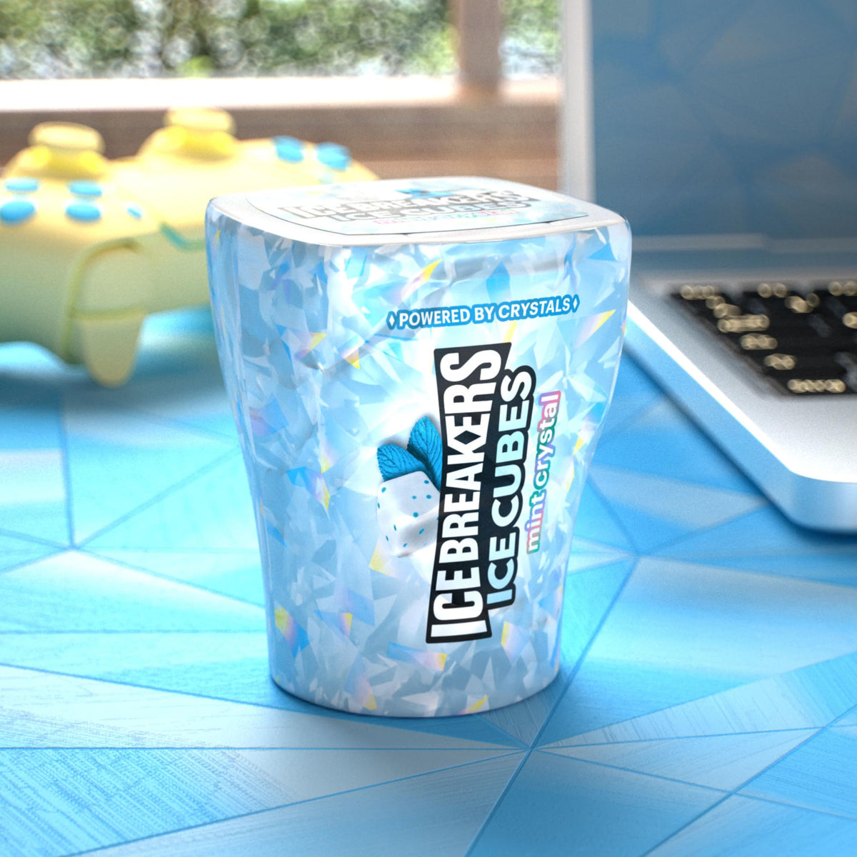 Ice Breakers Ice Cubes Mint Crystal Sugar Free Gum Bottles – 6 x 40 Pieces