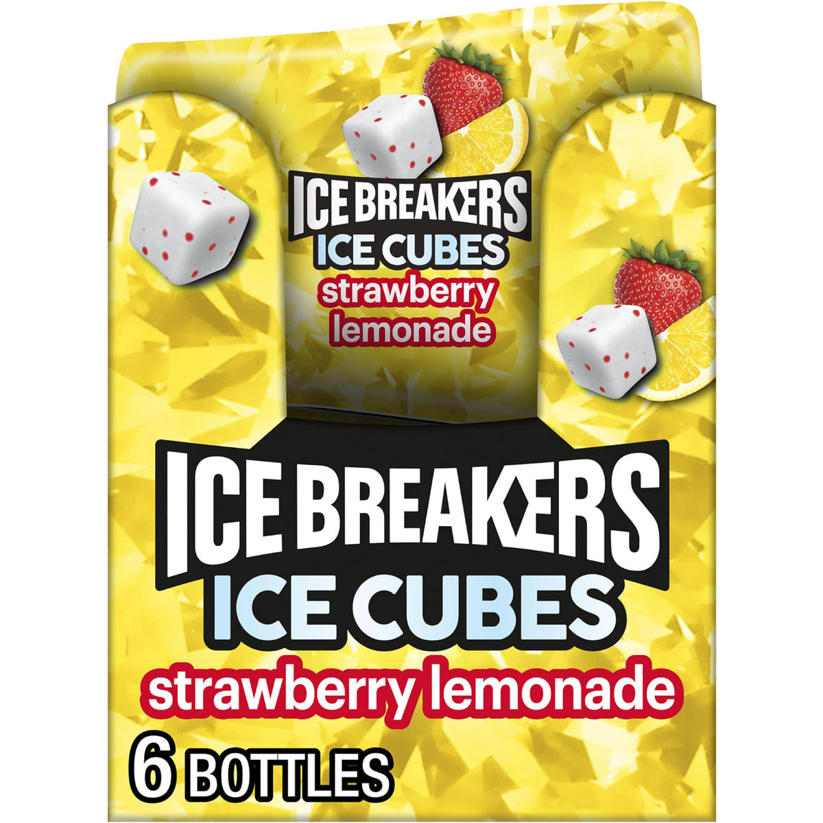 Ice Breakers Ice Cubes Strawberry Lemonade Sugar Free Gum Bottles – 6 Count (40 Pieces Each)