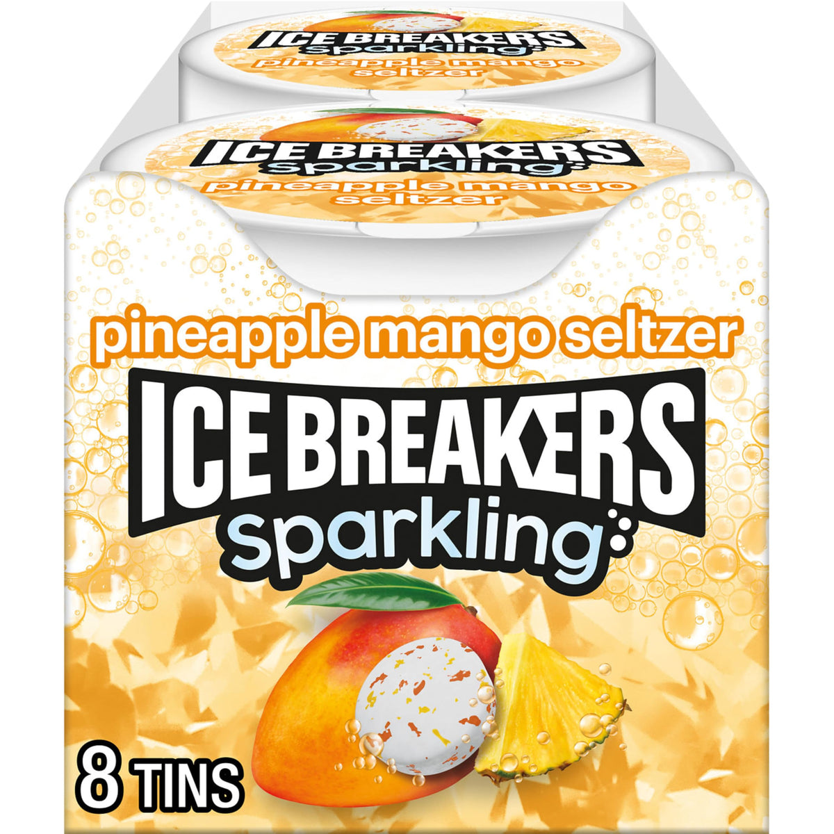 Ice Breakers Sparkling Pineapple Mango Mints – Sugar Free, 8 Tin Pack