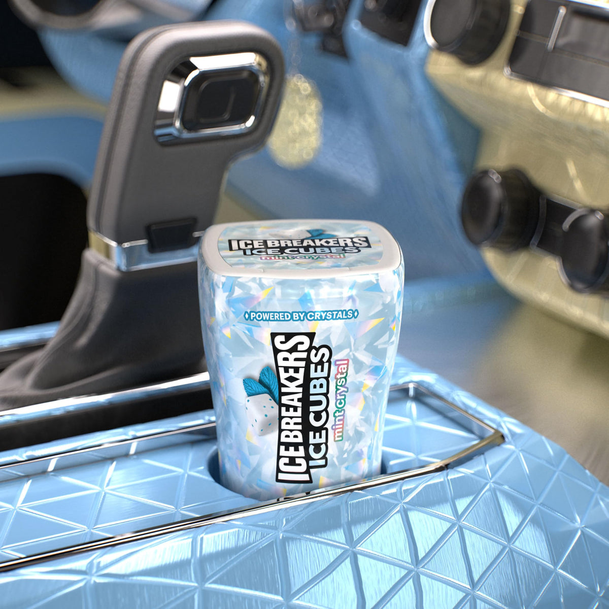 Ice Breakers Ice Cubes Mint Crystal Sugar Free Gum Bottles – 6 x 40 Pieces