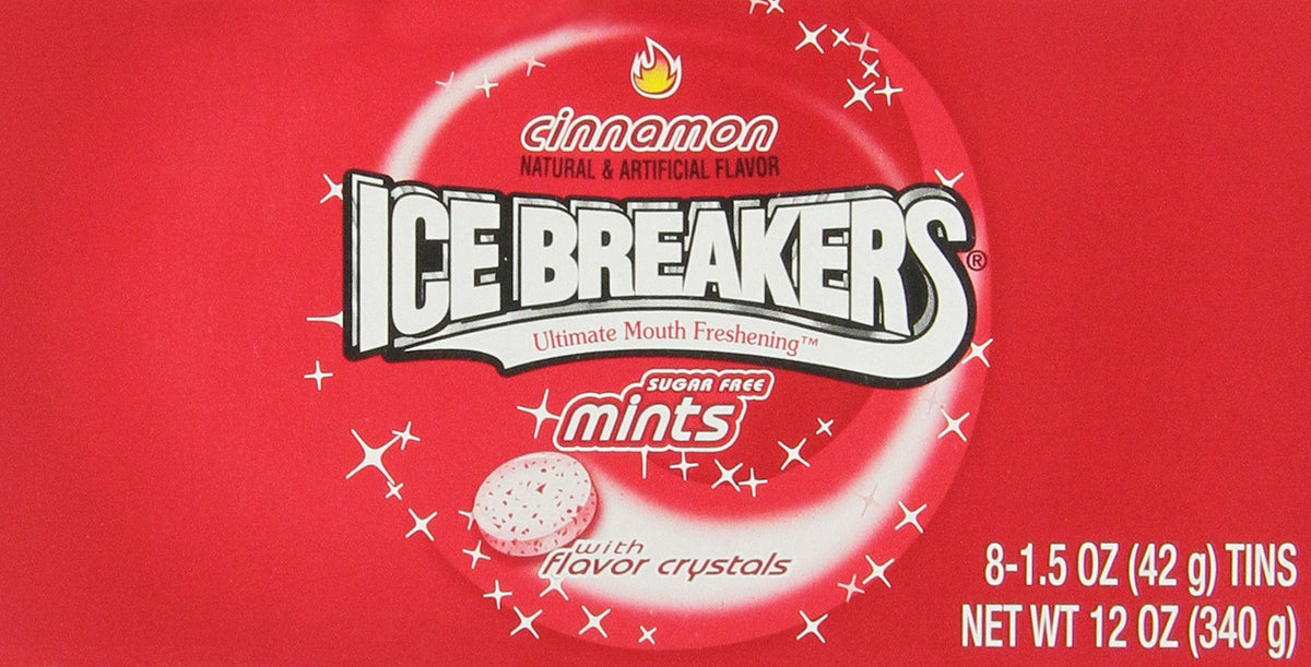 Ice Breakers Sugar Free Cinnamon Mints – 1.5 oz, Pack of 16