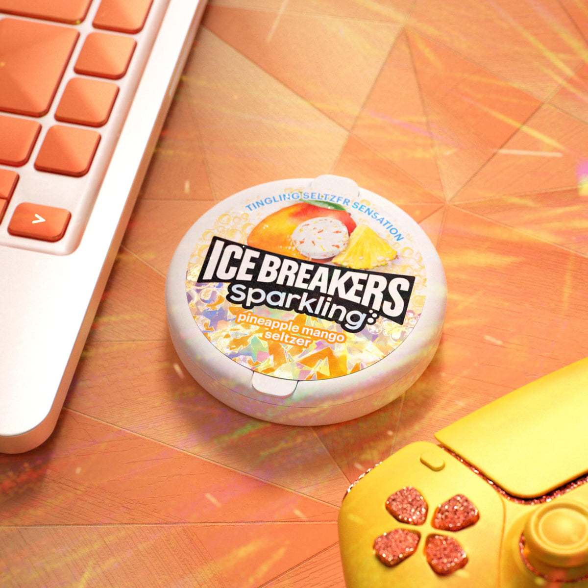 Ice Breakers Sparkling Pineapple Mango Mints – Sugar Free, 8 Tin Pack