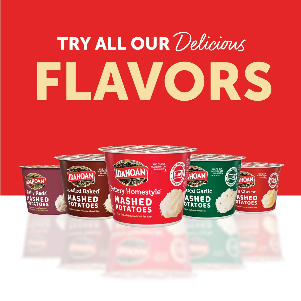 Idahoan Buttery Homestyle Mashed Potatoes Cup, 1.5oz — Pack of 24 | Real Idaho Potatoes | Gluten-Free
