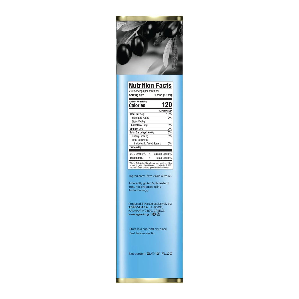 ILIADA Greek Extra Virgin Olive Oil 3L | 100% Greek Koroneiki | Cold-Pressed | High Polyphenol Content | Chef's Choice