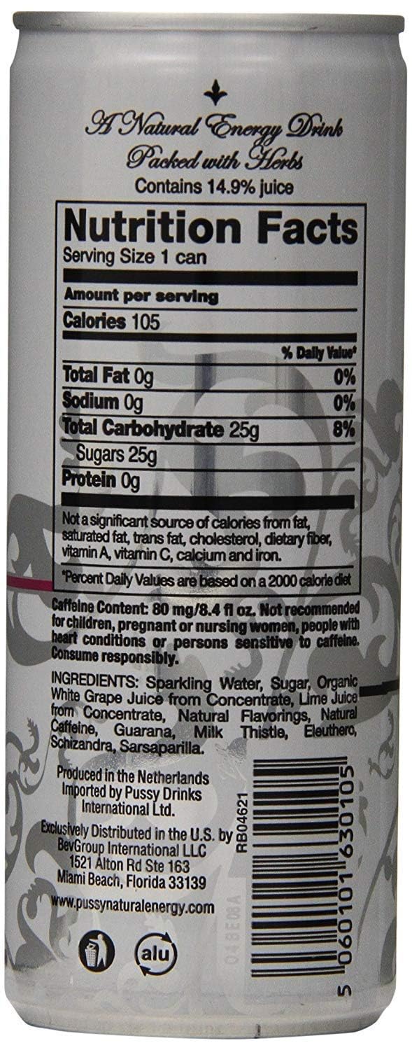 ILIOS Pussy's Natural Energy Drink – 12 x 250ml, All-Natural Caffeine