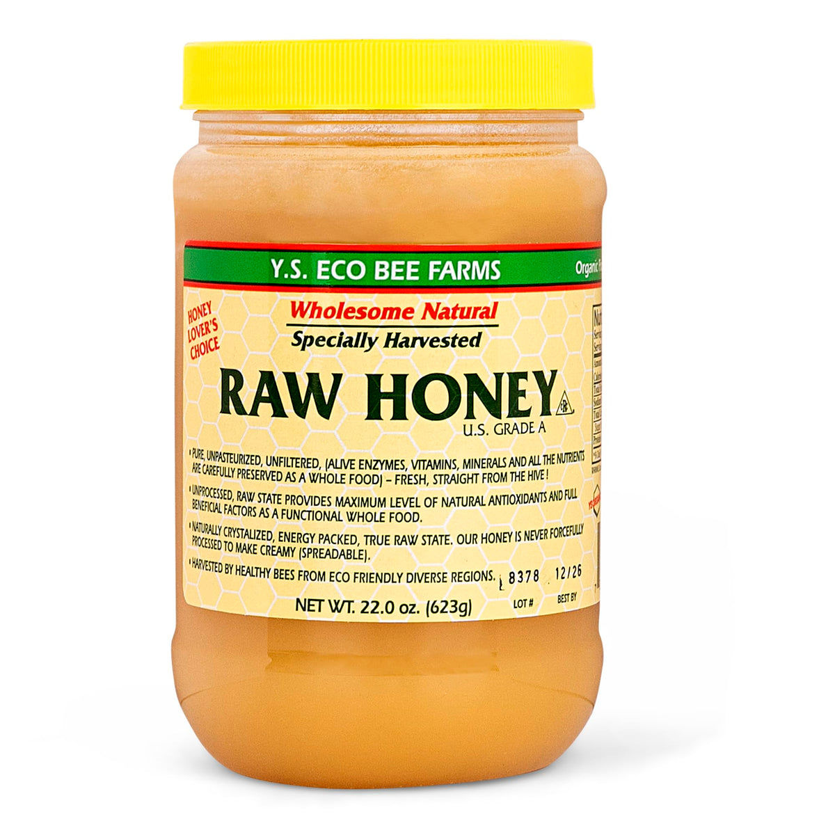 ILIOS Y.S. Eco Bee Farms Raw Honey – Organic Unfiltered, 22 oz Pack of 2 Jars
