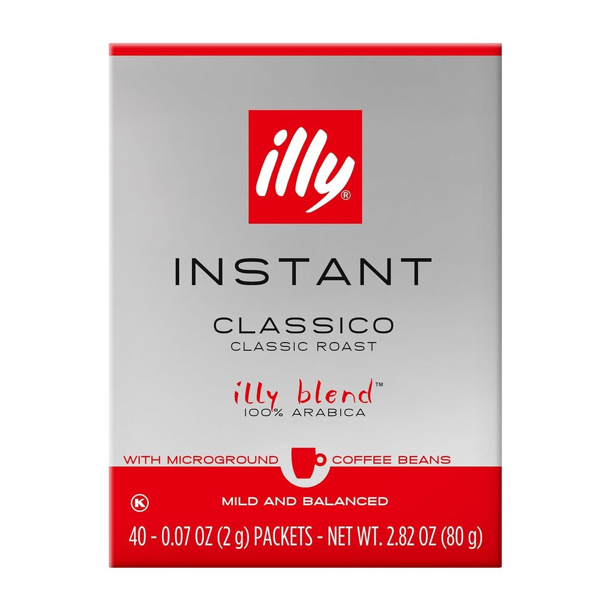 illy Instant Coffee Singles Classico Medium Roast - 40 Packets (2g Each) | Premium Arabica Coffee