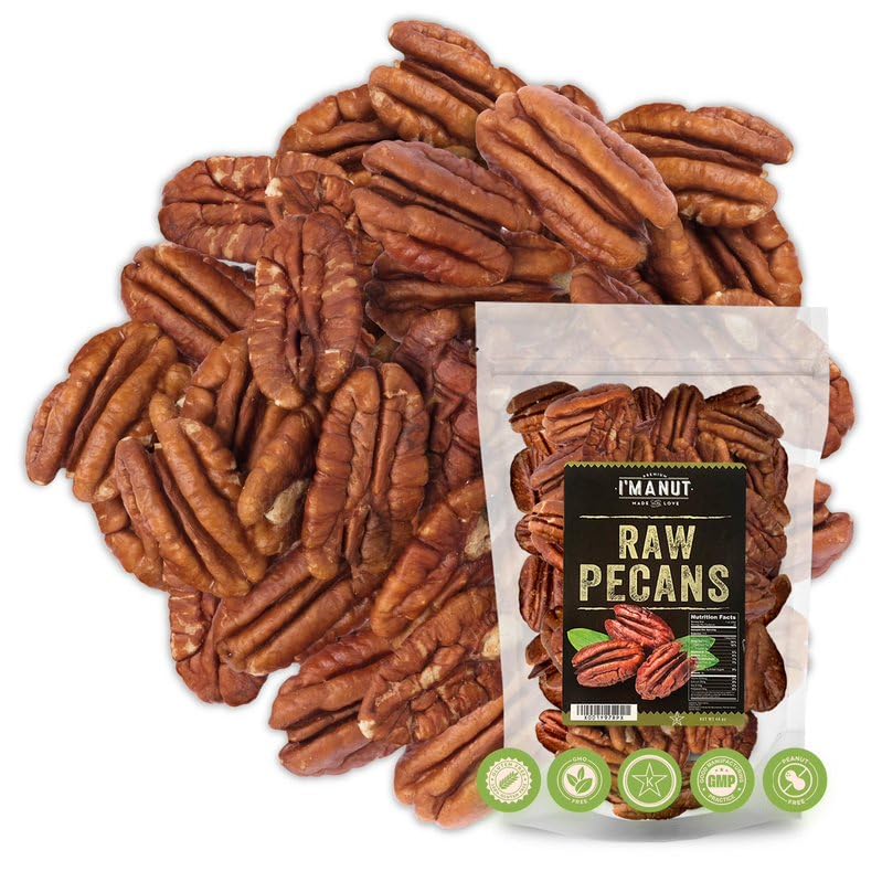 I'm A Nut Premium Raw Pecan Halves 44oz — American-Grown, Non-GMO, Gluten & Peanut Free, No Preservatives