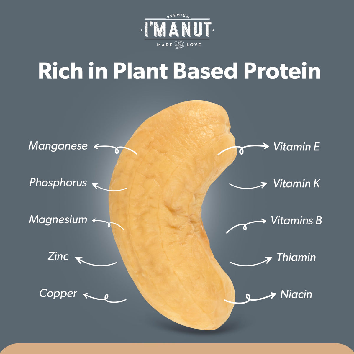 I'm A Nut Premium Raw Cashews – 32oz, Unsalted, Non-GMO, Gluten & Peanut Free, Resealable Pouch