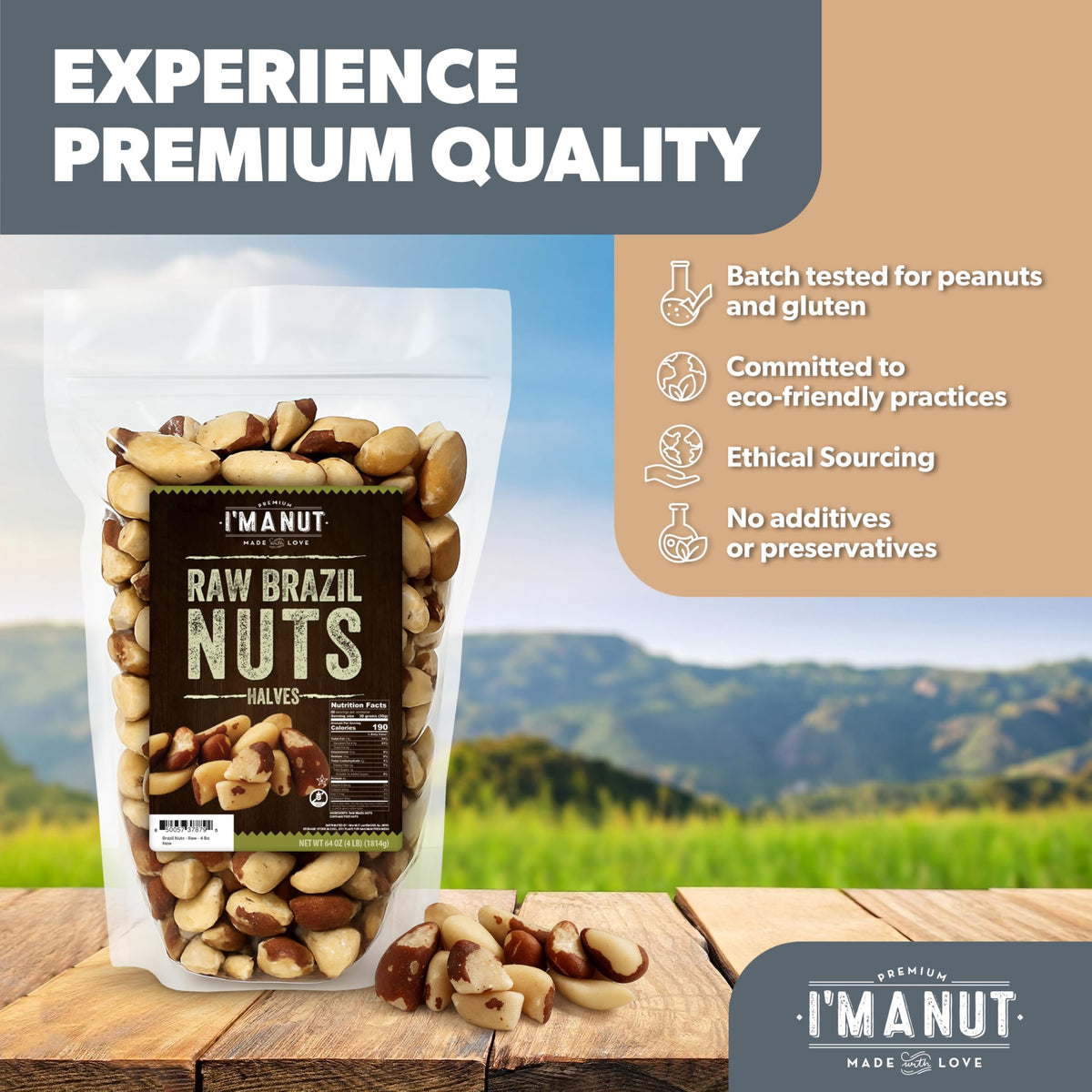 I'm A Nut Raw Broken Brazil Nuts, 2 lbs – Wild Harvested, High Selenium, Gluten Free, Non-GMO, Kosher